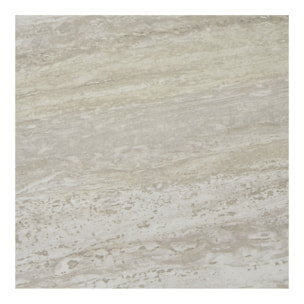 Tavolino d'Appoggio Leuven Effetto Travertino con Gambe Nere — Ø27×46 cm