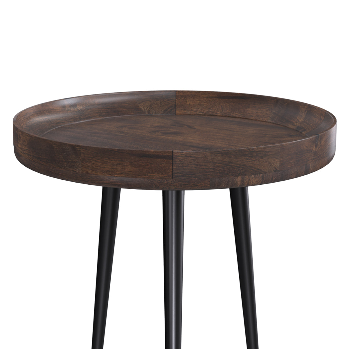 Table d'appoint ronde en bois de manguier foncé D40 cm - Palak