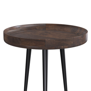 Table d'appoint ronde en bois de manguier foncé D40 cm - Palak
