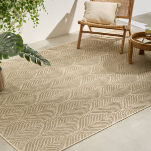 Tapis d'extérieur Curtis 300x200cm motif feuille beige