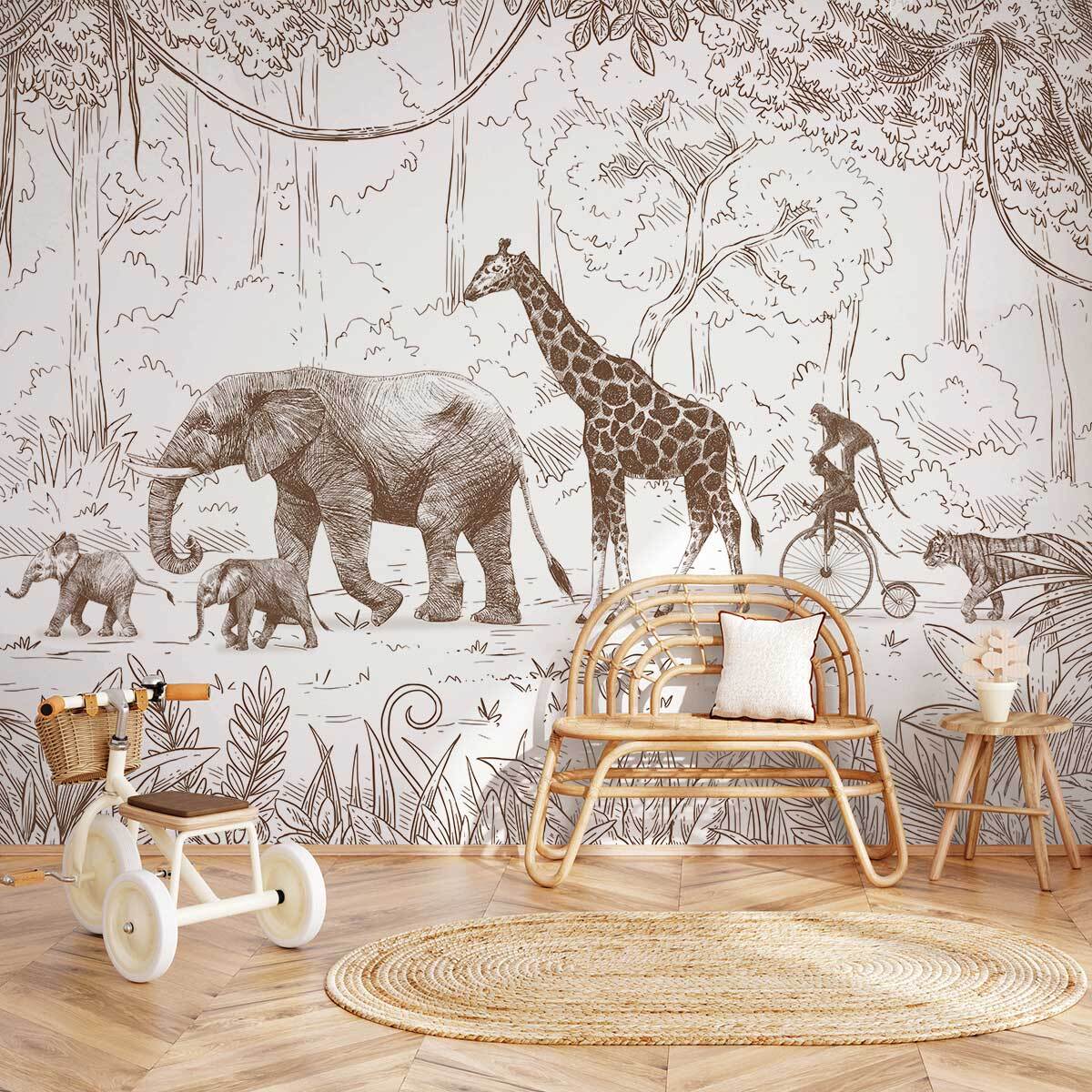 Papier peint parade de la savane Intissé