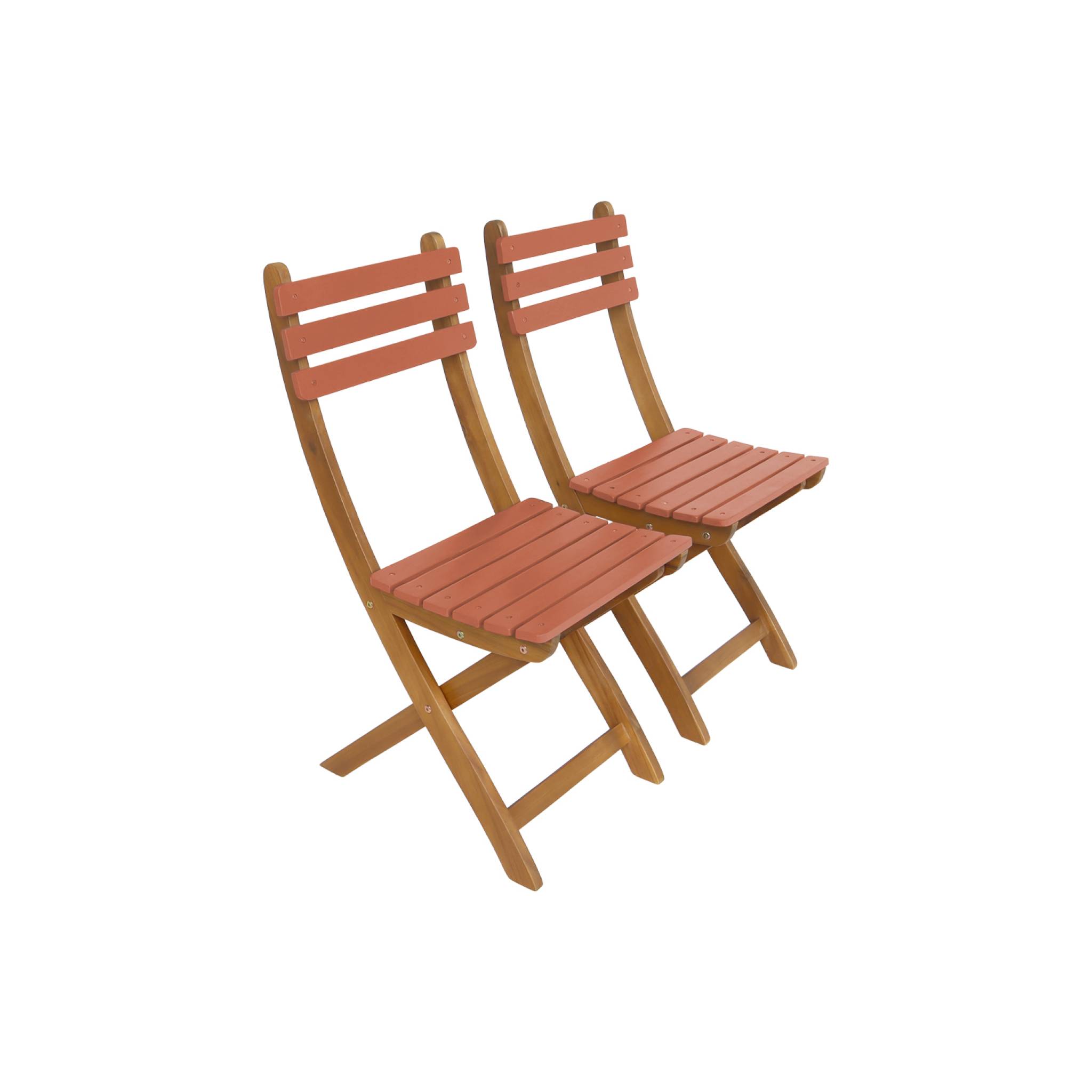 Table de jardin pliante bois d'acacia + 2 assises HILORA