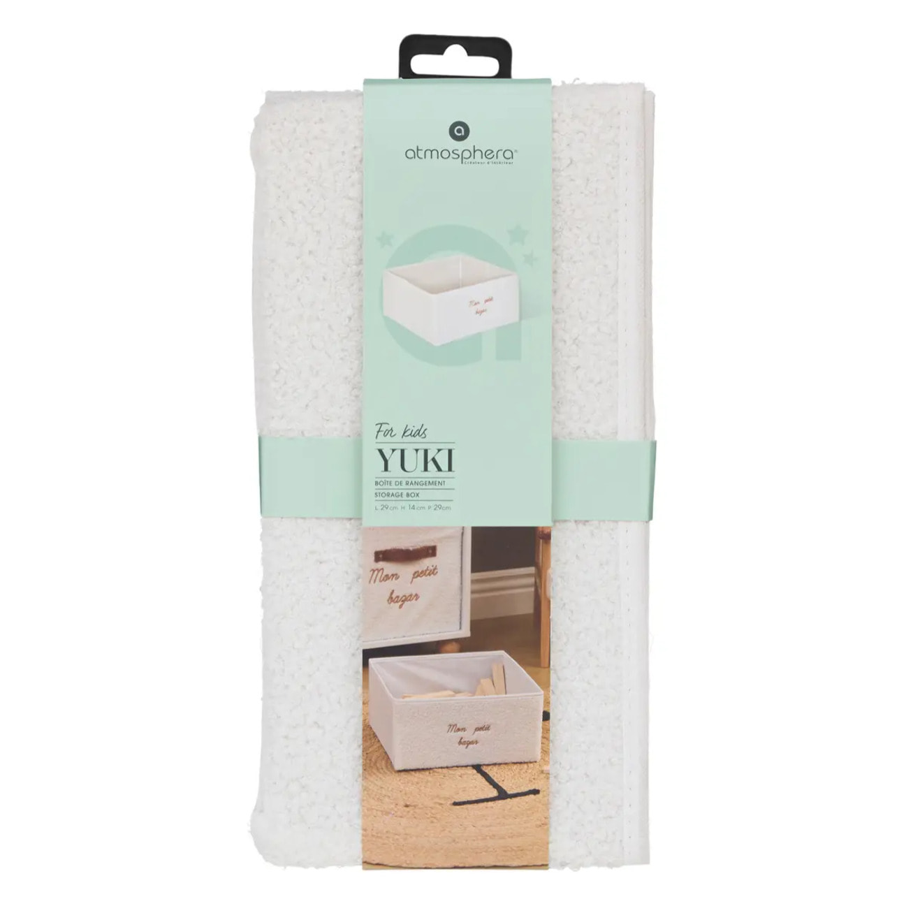 Boîte de rangement en bouclette Yuki pliable 29x29cm blanc