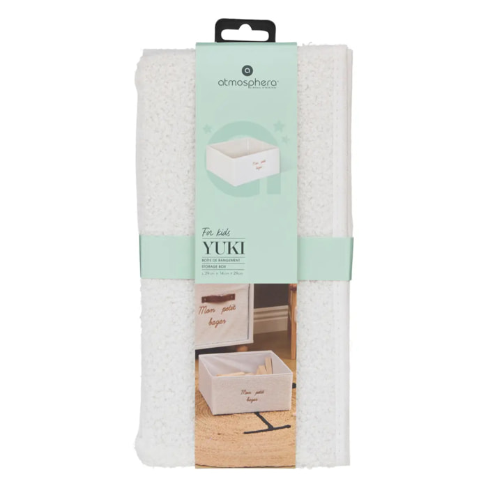 Boîte de rangement en bouclette Yuki pliable 29x29cm blanc
