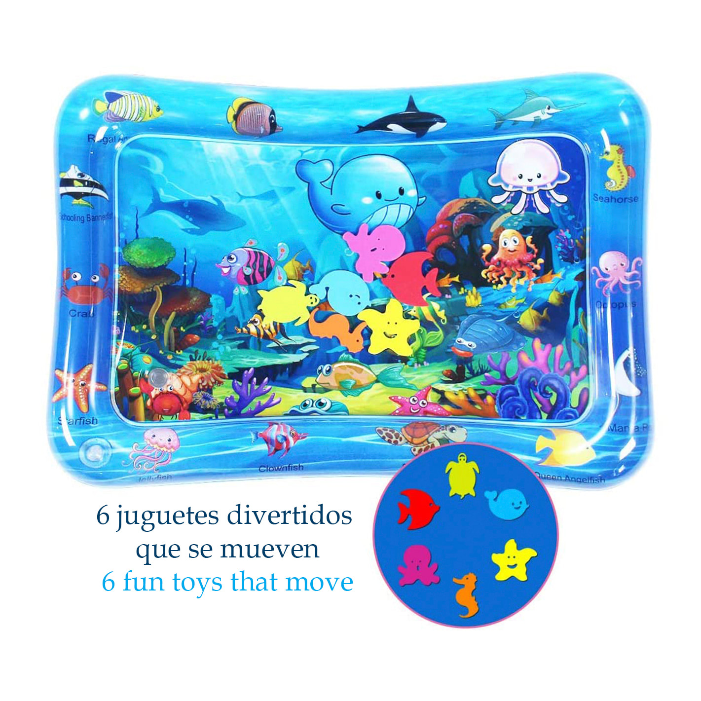 DAM Colchoneta hinchable infantil diseño bajo el mar. 70x50cm. 66x46x10 Cm. Color: Azul