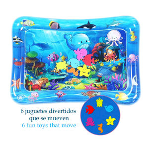 DAM Colchoneta hinchable infantil diseño bajo el mar. 70x50cm. 66x46x10 Cm. Color: Azul