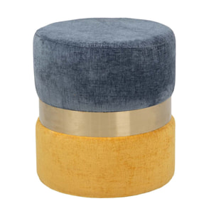 Puff Poliester Azul Amarillo 40x40x43 Cm