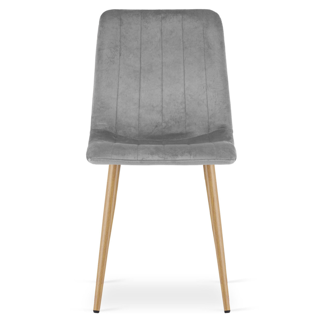 Set di 2 sedie Lava in velluto grigio chiaro e gambe effetto legno