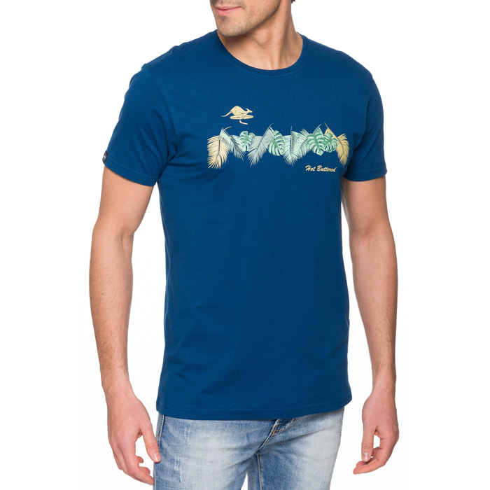 T-shirt in cotone 150 gr Hot Buttered Aloha Colore Blu Chiaro.