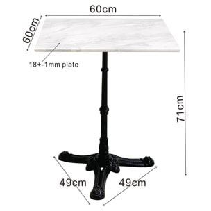 Table Bistrot carrée 60x60cm marbre blanc Kare Design