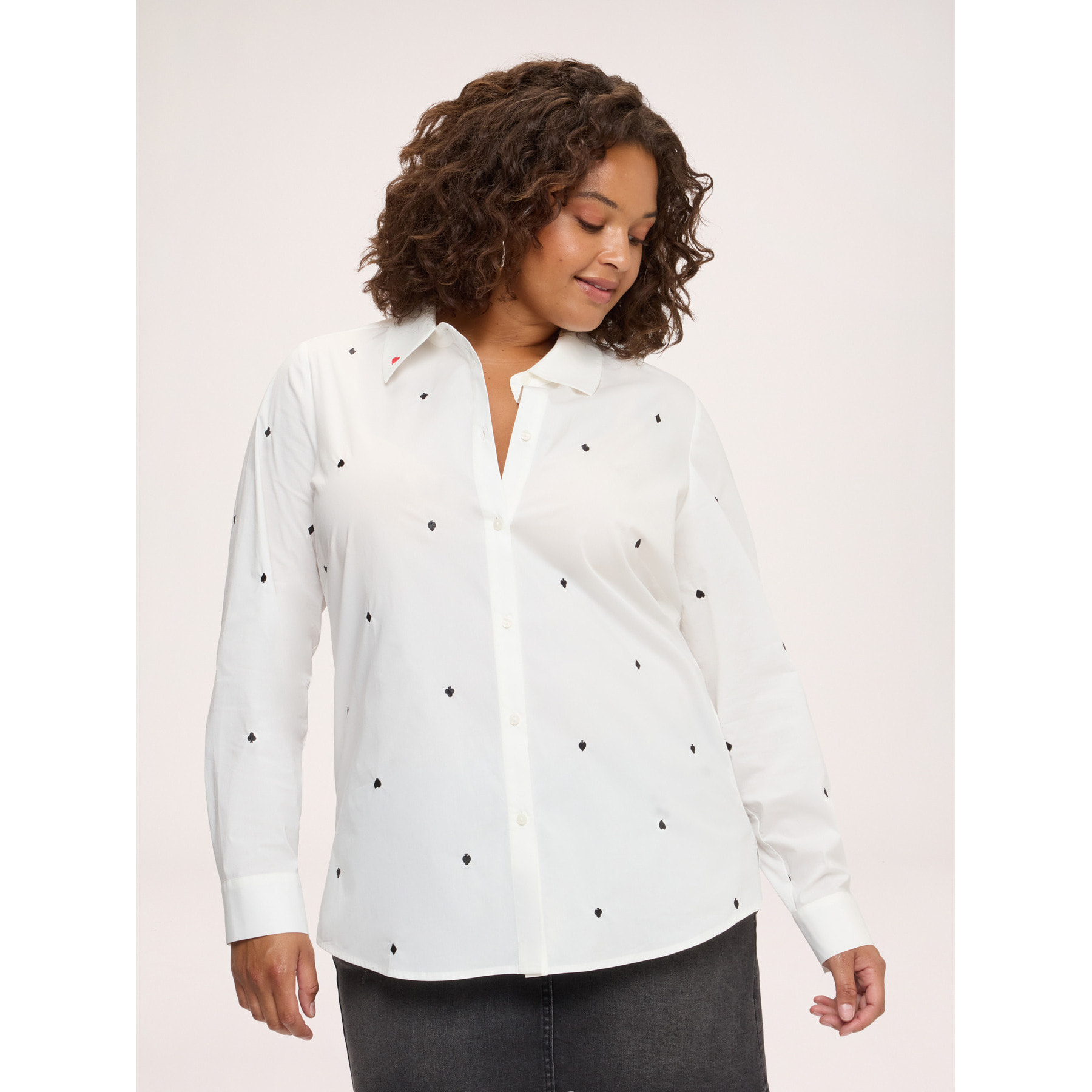 Fiorella Rubino - Camisa de algodón elástico con bordados all over - Multicolor