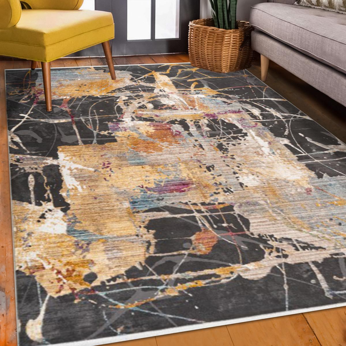 Tapis salon et chambre tissé motif abstrait LAGU