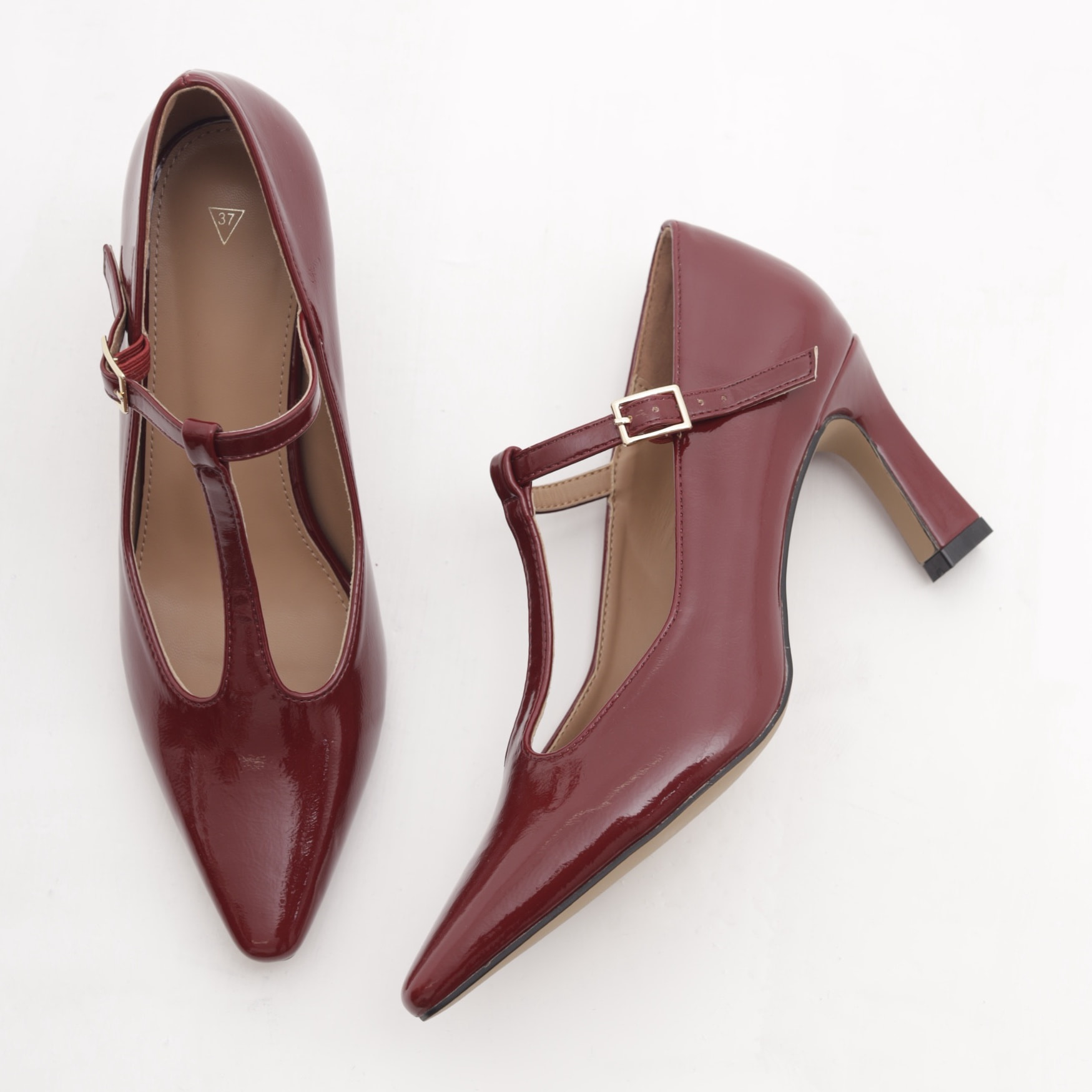 T-BAR CON TACCO BORDEAUX