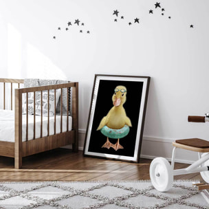 Affiche enfant bouée canard  Affiche sous cadre noir