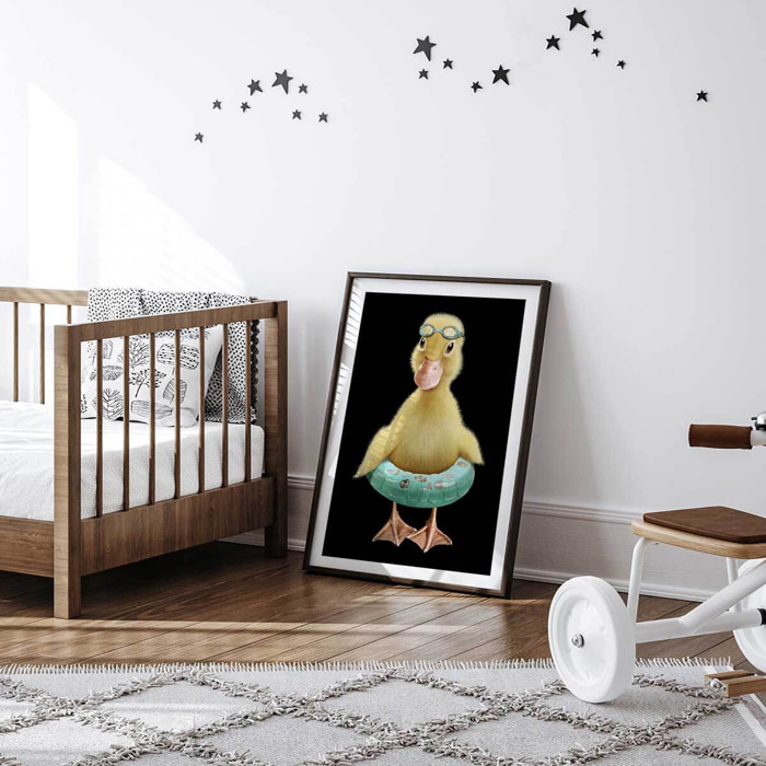 Affiche enfant bouée canard  Affiche sous cadre noir