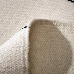 Tapis kilim Reversible Veko tissé à la main en laine beige