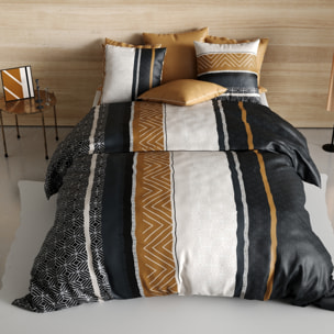 Parure housse de couette coton gris