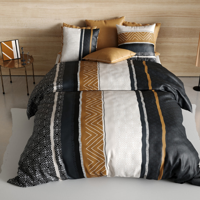 Parure housse de couette coton gris