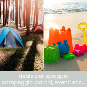 INTRECCI Carrellino Pieghevole da Spiaggia, Resistente a Raggi UV e Ruggine, Impermeabile, Peso max 80kg, con Freno e Manico Estensibile, Perfetto per Spiaggia, Pic-Nic e Campeggio, Mod. Comiso