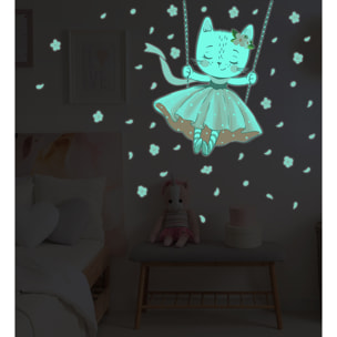 Sticker phosphorescent lumineux - CHAT DANSEUSE