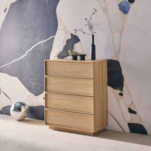 Commode de rangement décor bois 4 tiroirs KUBA