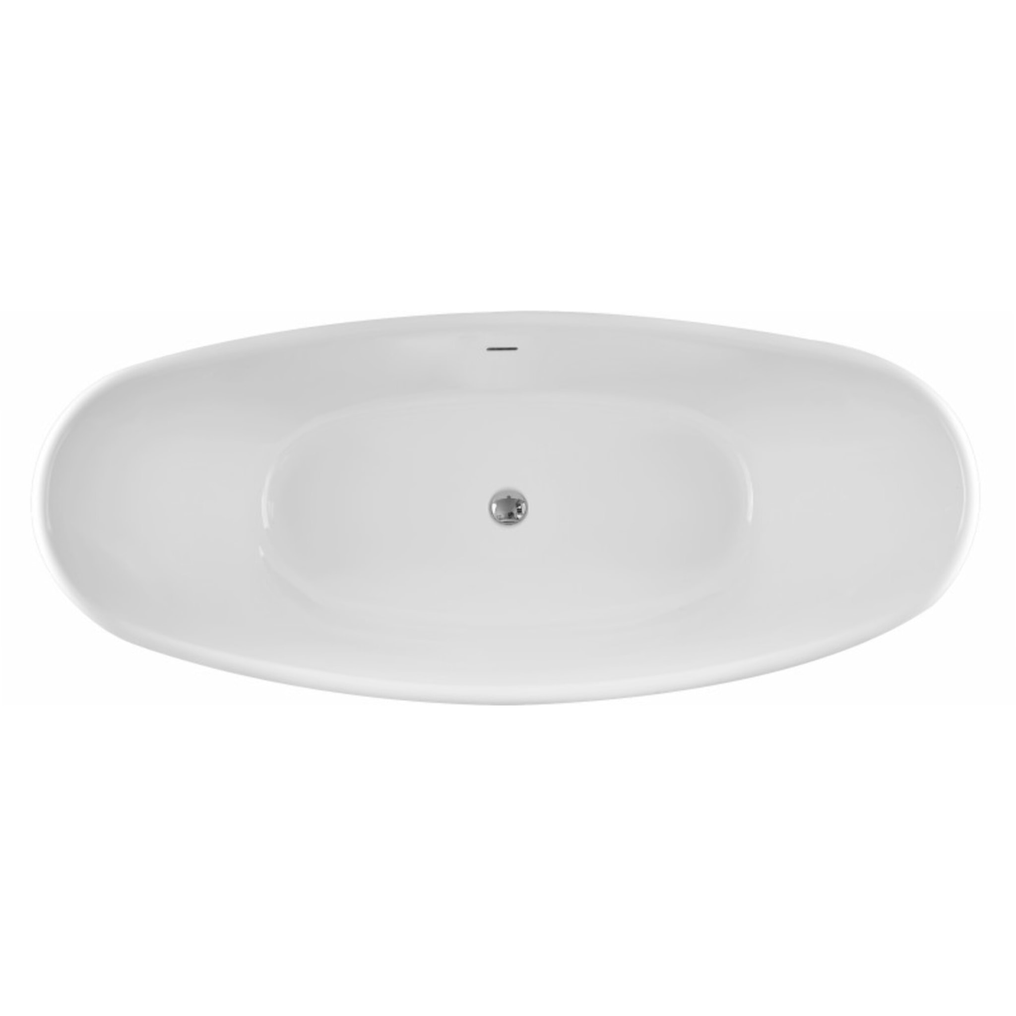 MSV - Anabelle Baignoire Îlot Ovale 170 cm en Acrylique Blanc Brillant, Baignoire 1 Place avec Vidage Central et Trop-plein Chromé