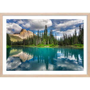 Affiche lac bleu éméraude Affiche sous cadre bois