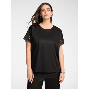 Elena Mirò - Blusa con bordi in pizzo - Nero