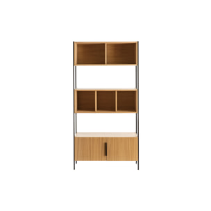 Bibliothèque en bois clair chêne et métal noir L98 cm SILKA