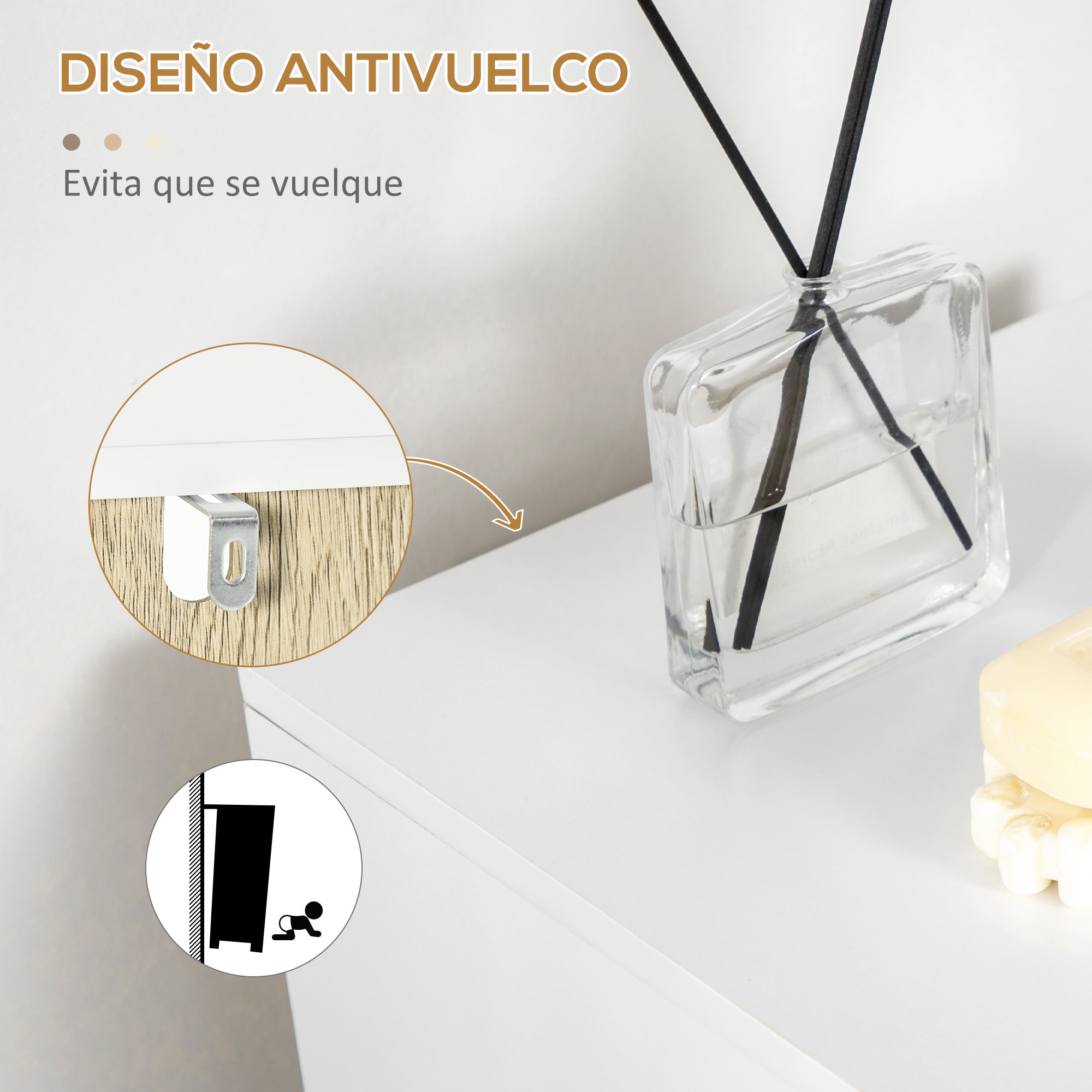 kleankin Armario Auxiliar de Baño Columna Auxiliar de Baño con Puerta Compartimiento Abierto y Patas de Acero para Lavabo Ducha Antivuelco 31,5x30x91 cm Roble y Blanco