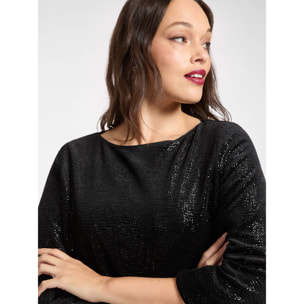 Elena Mirò - blusa de chenilla laminada - Negro