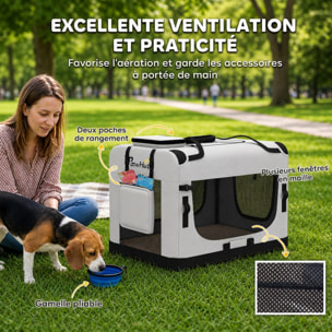 Sac de transport chien chat pliable poignée entrée zippée fenêtres maillées accessoires