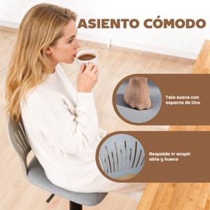 Juego de 2 Taburetes Altos de Cocina Giratorios en 360°, Taburetes de Bar Regulables en Altura de 84-105 cm, Respaldo Hueco, Reposapiés, para Comedor, Mostrador, Gris