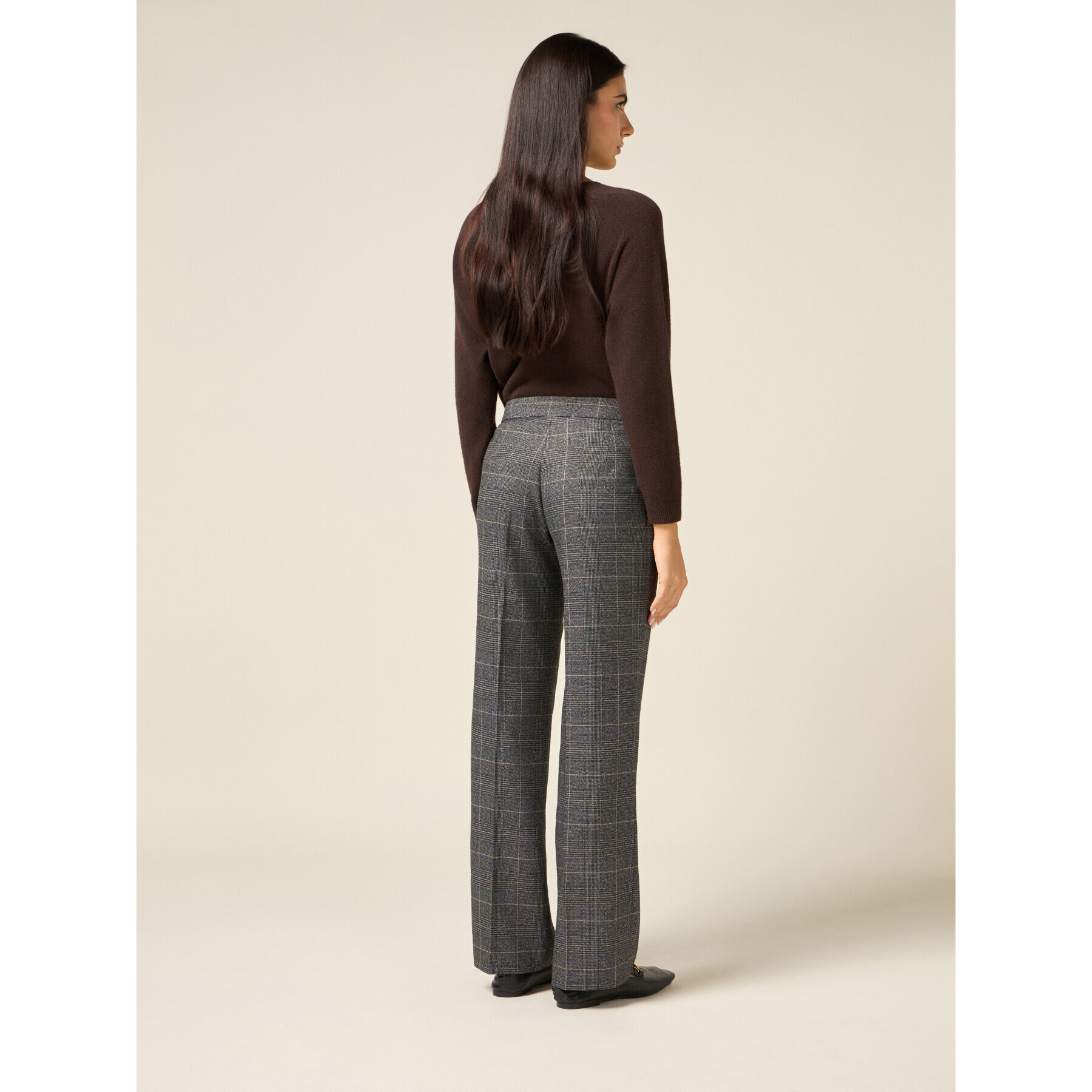 Oltre - Pantaloni palazzo check - Grigio