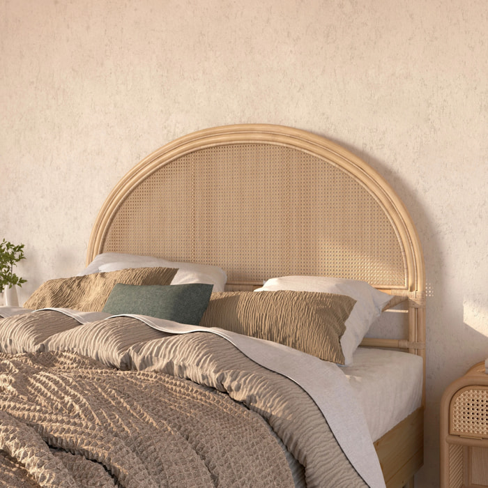 Tête de lit 140 cm en rotin et cannage - Néora
