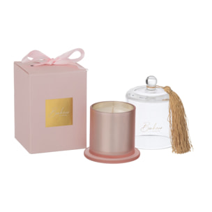J-Line bougie parfumée Cloche Bonheur - Sapphire Amber Tea - verre - rose - small - 30H