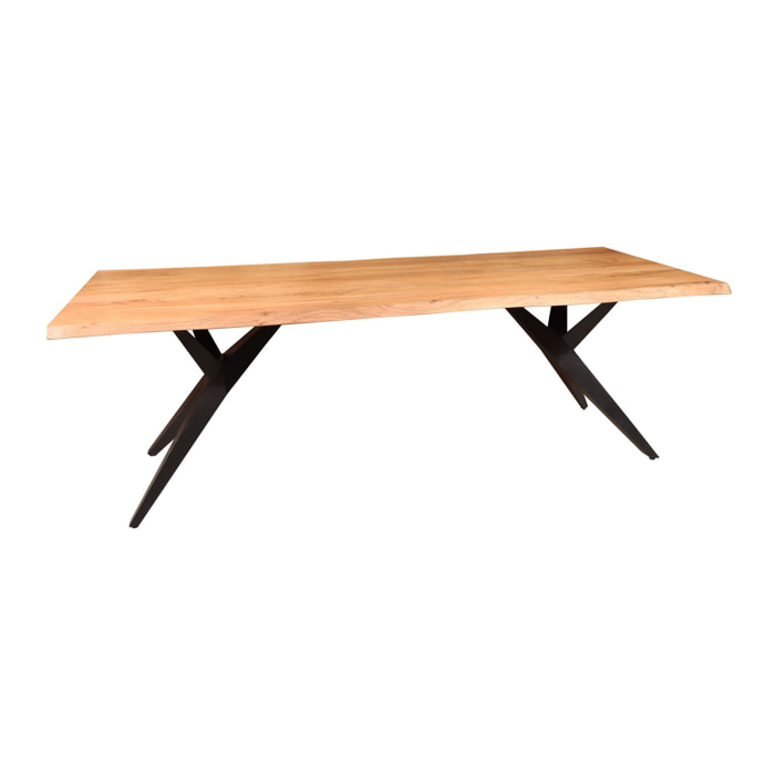 Table en bois d'acacia et pieds en métal noir 230cm HAMER