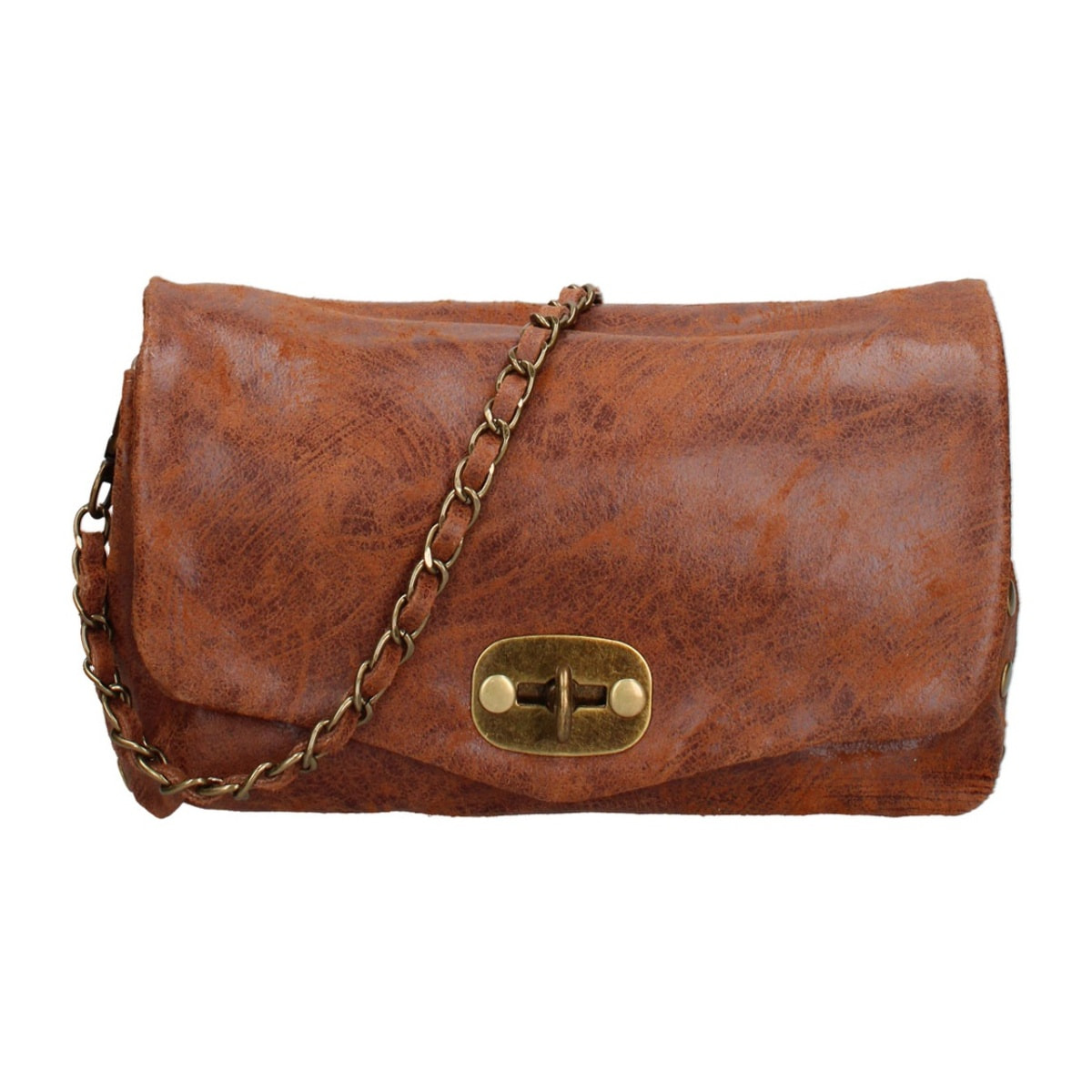 Borsa a tracolla da donna Made in Italy - Modello Floralia Lux - Pelle scamosciata - 25.0 x 15.0 x 11.0 cm