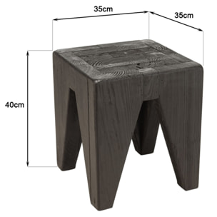DANDY - Tabouret carré noir 35x35cm bois Pin recyclé
