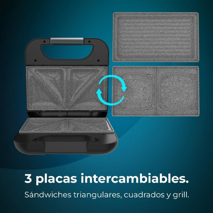 Sandwichera Rock’nToast Combo. 800 W, 2 Sándwiches con Acabados en Acero Inoxida