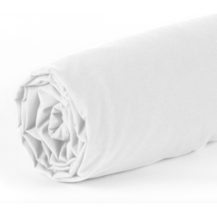DRAP HOUSSE 2 PERS 160x200 de Coton-Bambou - BAMBOU BLANC
