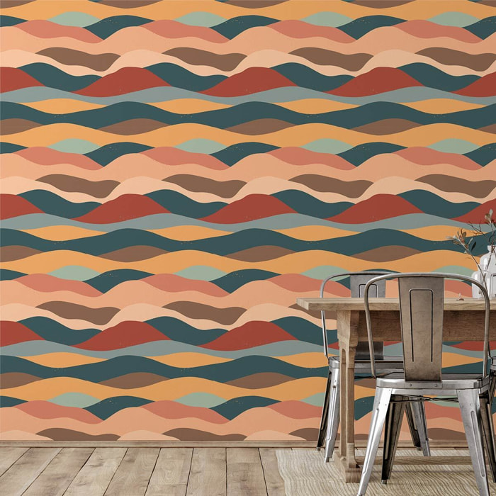 Papier peint, vintage wave Intissé