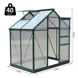 Serre de jardin polycarbonate alu. vert