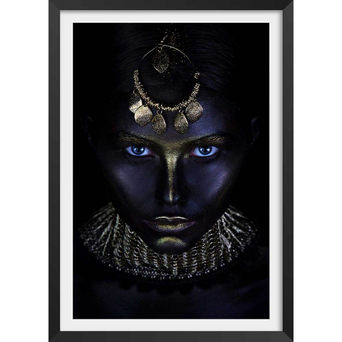 Affiche d'art gold queen Affiche + cadre en bois - Noir