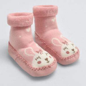 Calzino termico per neonato con suola antiscivolo rosa