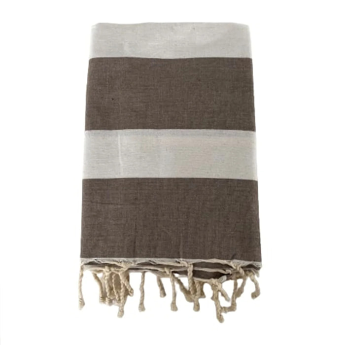Fouta plate traditionnelle Beige 100x200 190g/m² - Transat Taupe