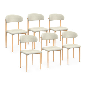 Chaises Callisto en tissu beige et pieds métal - lot de 6