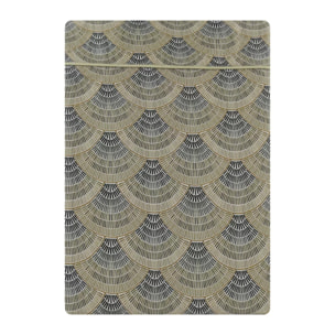 Drap plat satin de coton imprimé beige Eventails argile