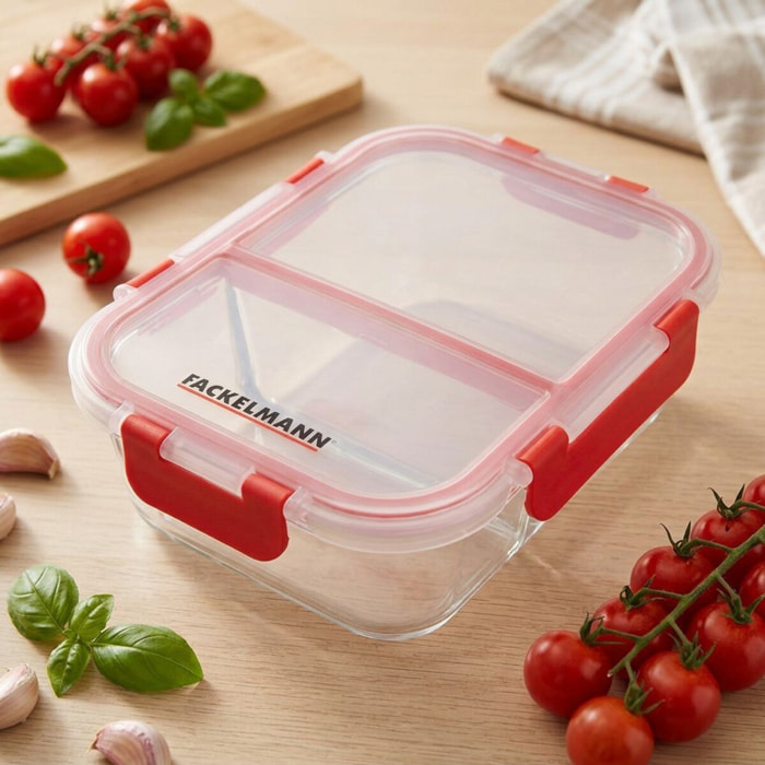 Boîte à repas en verre avec deux compartiments 1000 ml Fackelmann Move