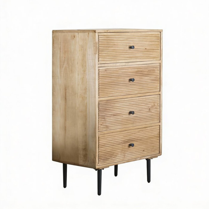 Chiffonnier Boreal -bois massif de manguier-couleur bahamas naturelles 60 x 107 x 45 cm